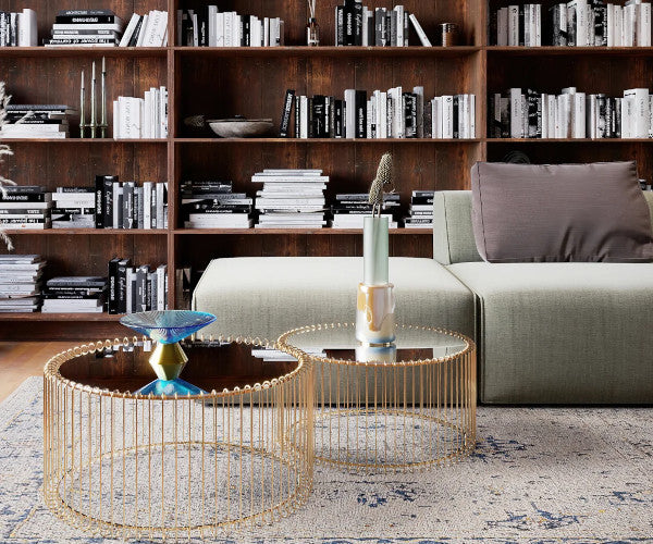 Kare Design Wire sofabord - brass - sæt á 2