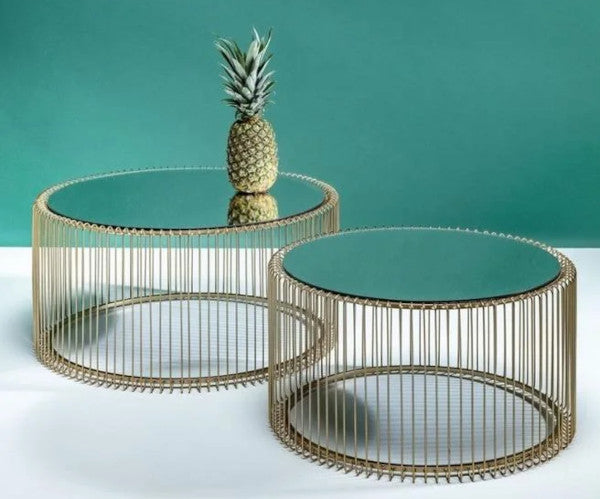 Kare Design Wire sofabord - brass - sæt á 2
