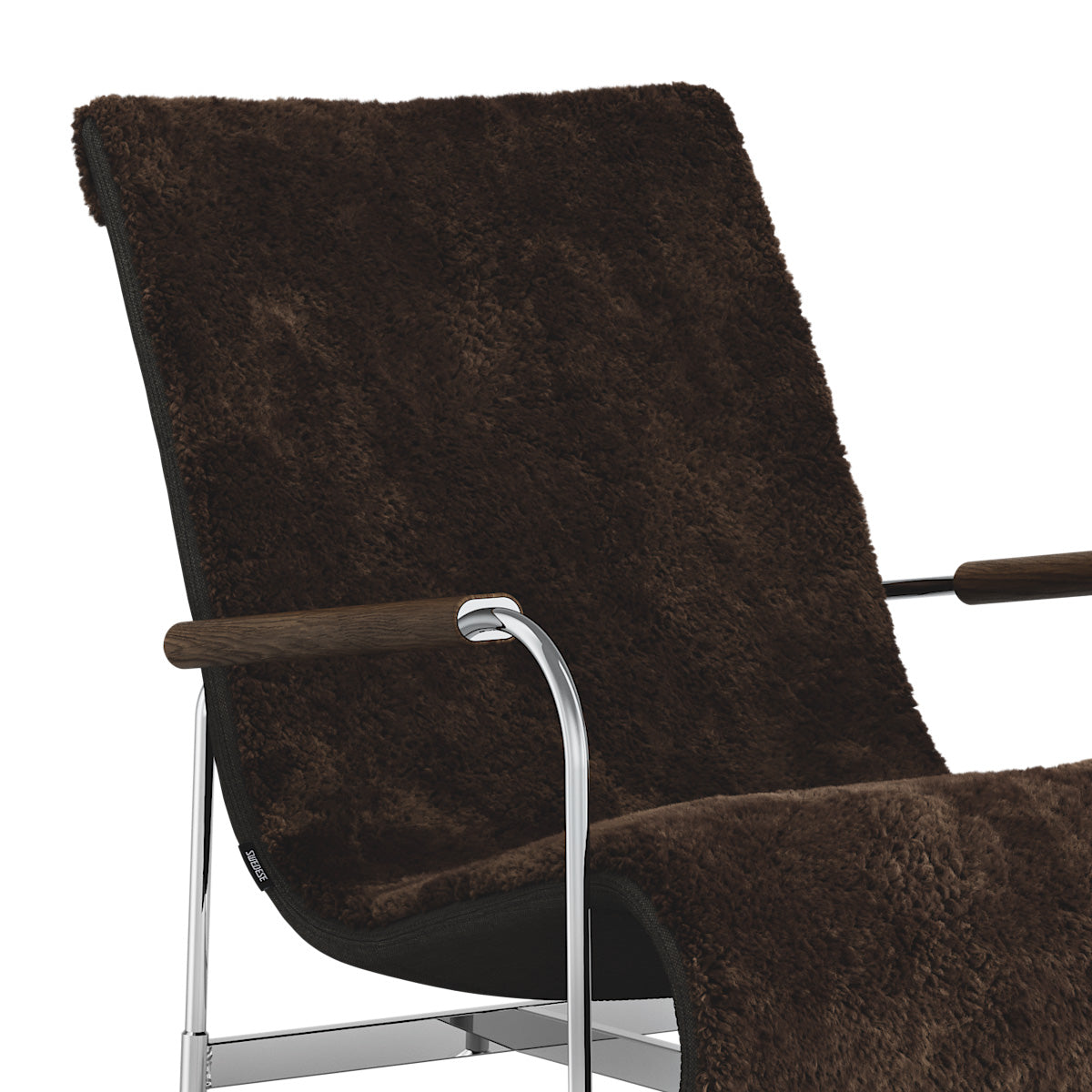 Swedese Serpentine Easy Chair - Steel Chrome - Sheepskin - Espresso