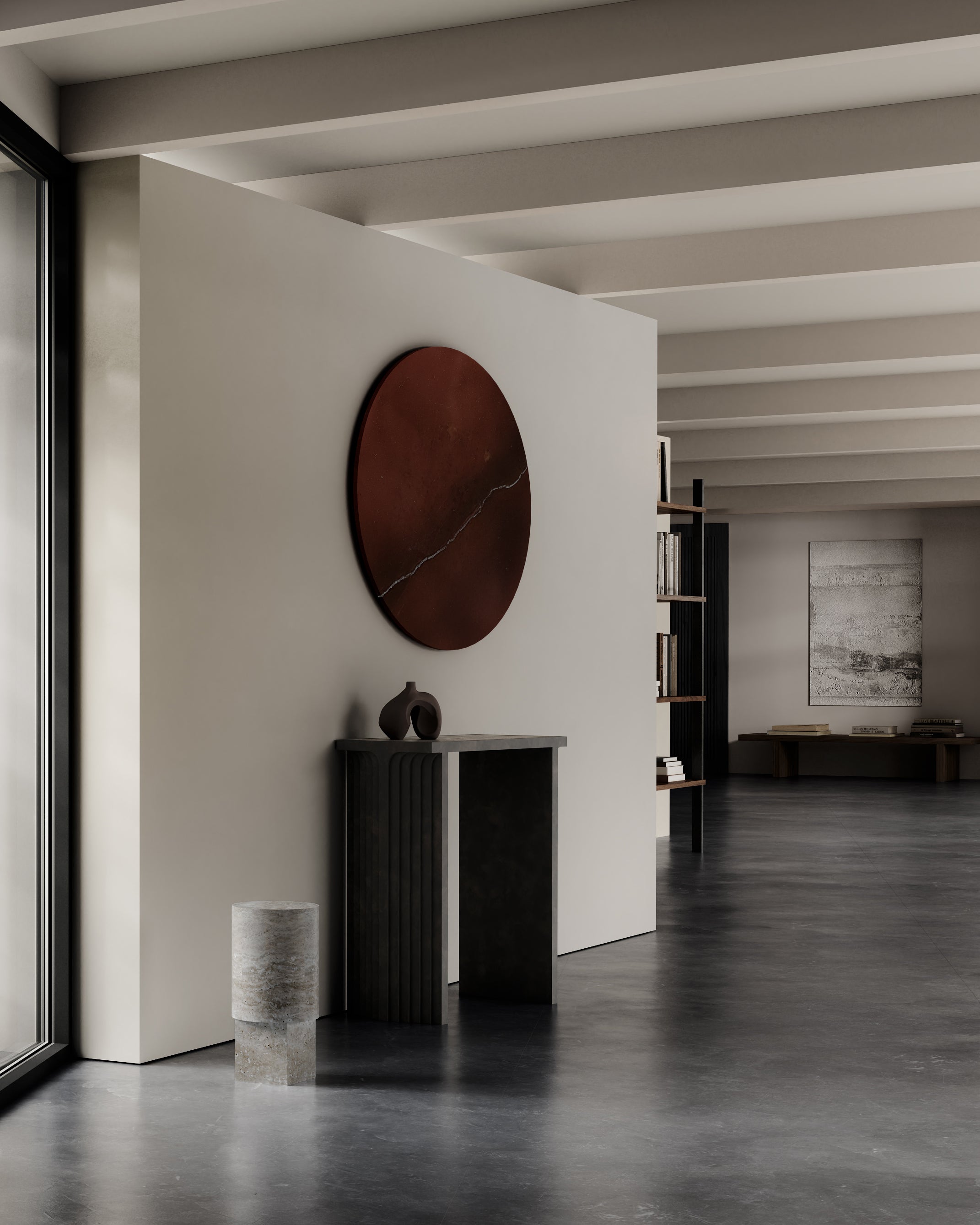 101 CPH Arc Console - Silver Travertine