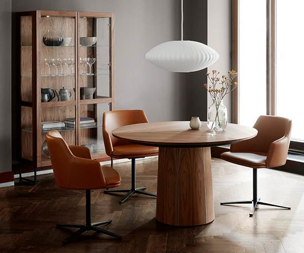 Skovby SM 55 Spisestol - Sort Drej - Cognac Læder