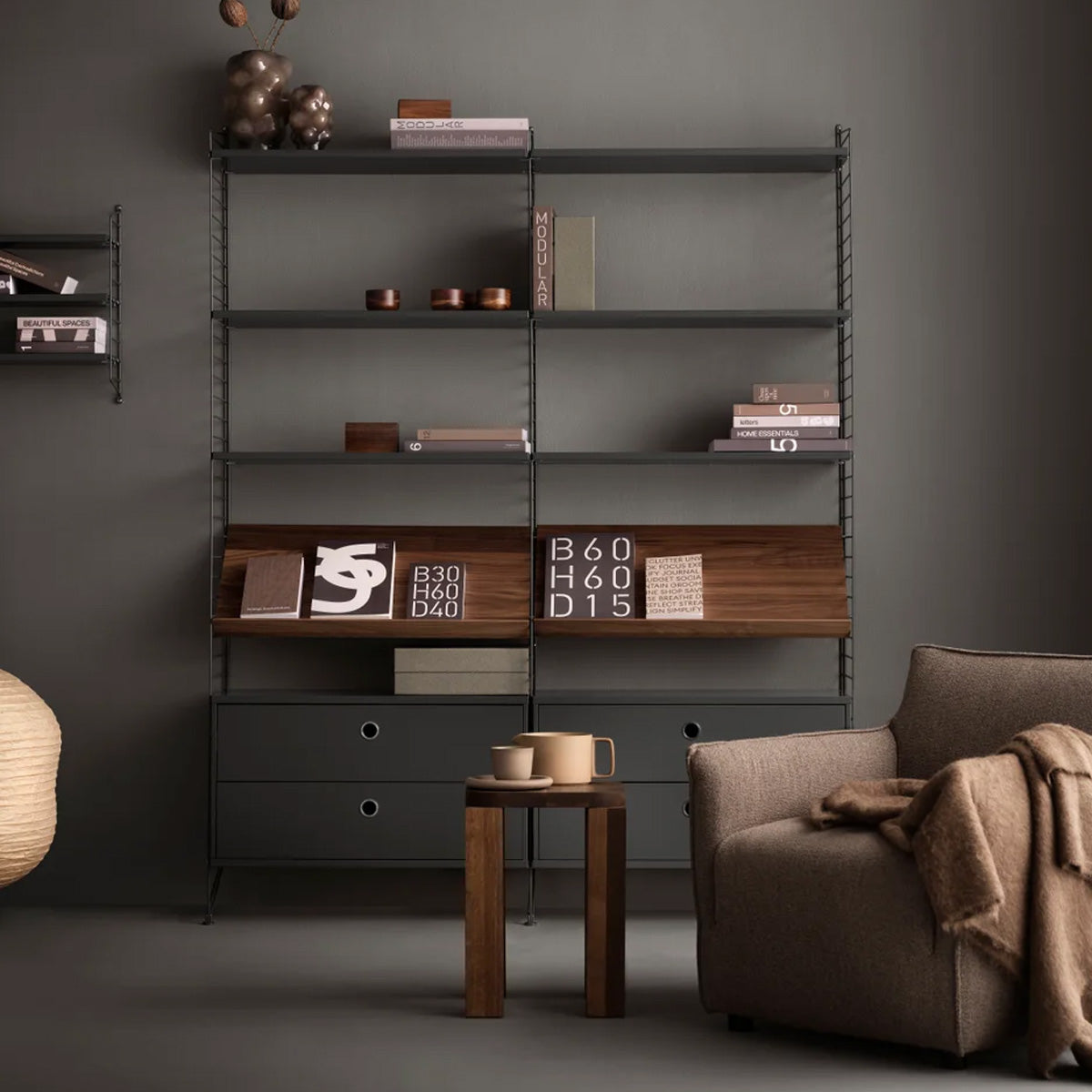 String Shelves 58 x d20 - Dark Grey