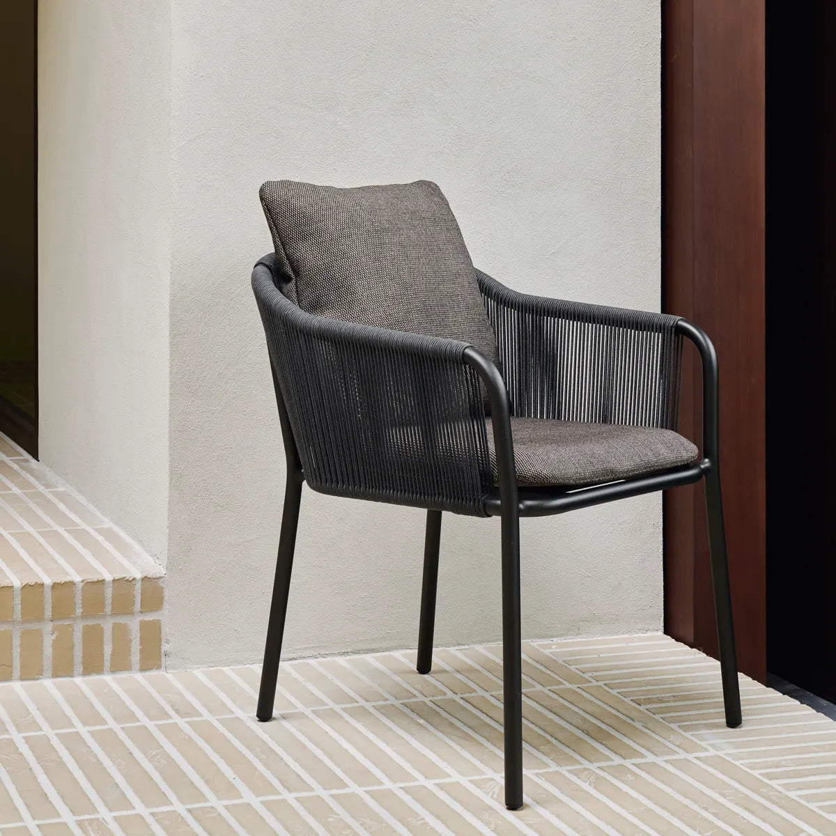 Capitan Outdoor Dining Chair - Dark Bronze - Dark Brown Cushion