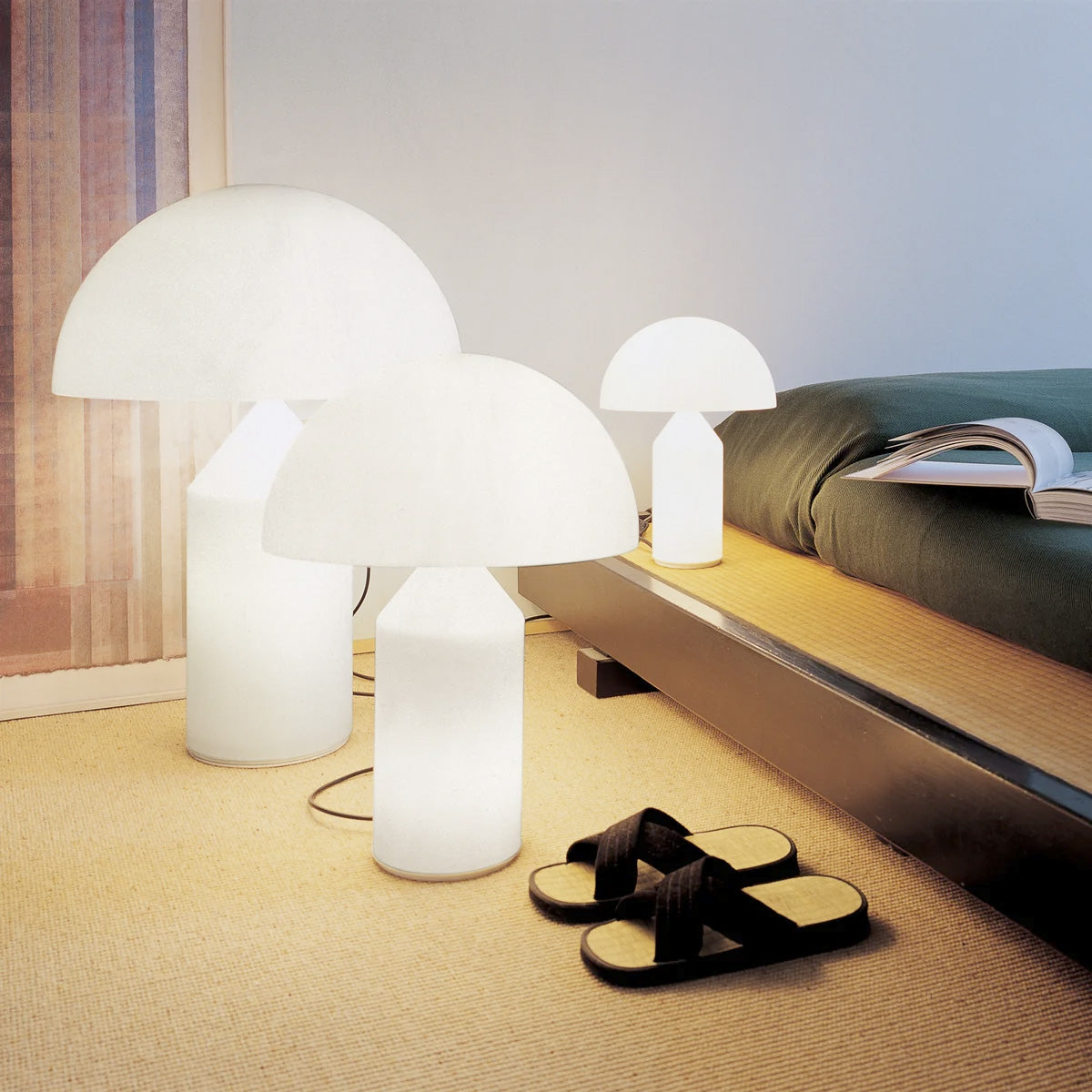 Oluce Atollo 236 Bordlampe - Hvid Opal Glas