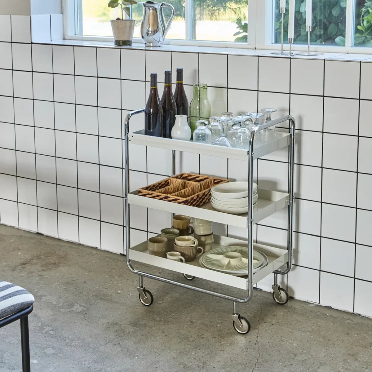 House Doctor Trolley - Roll - Råhvid - Large - Krom