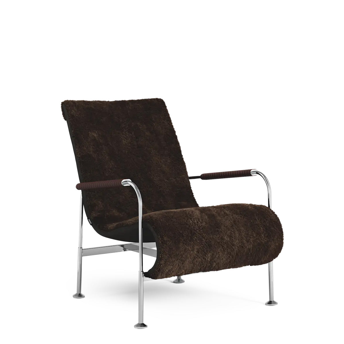 Swedese Serpentine Easy Chair - Steel Chrome - Sheepskin - Espresso