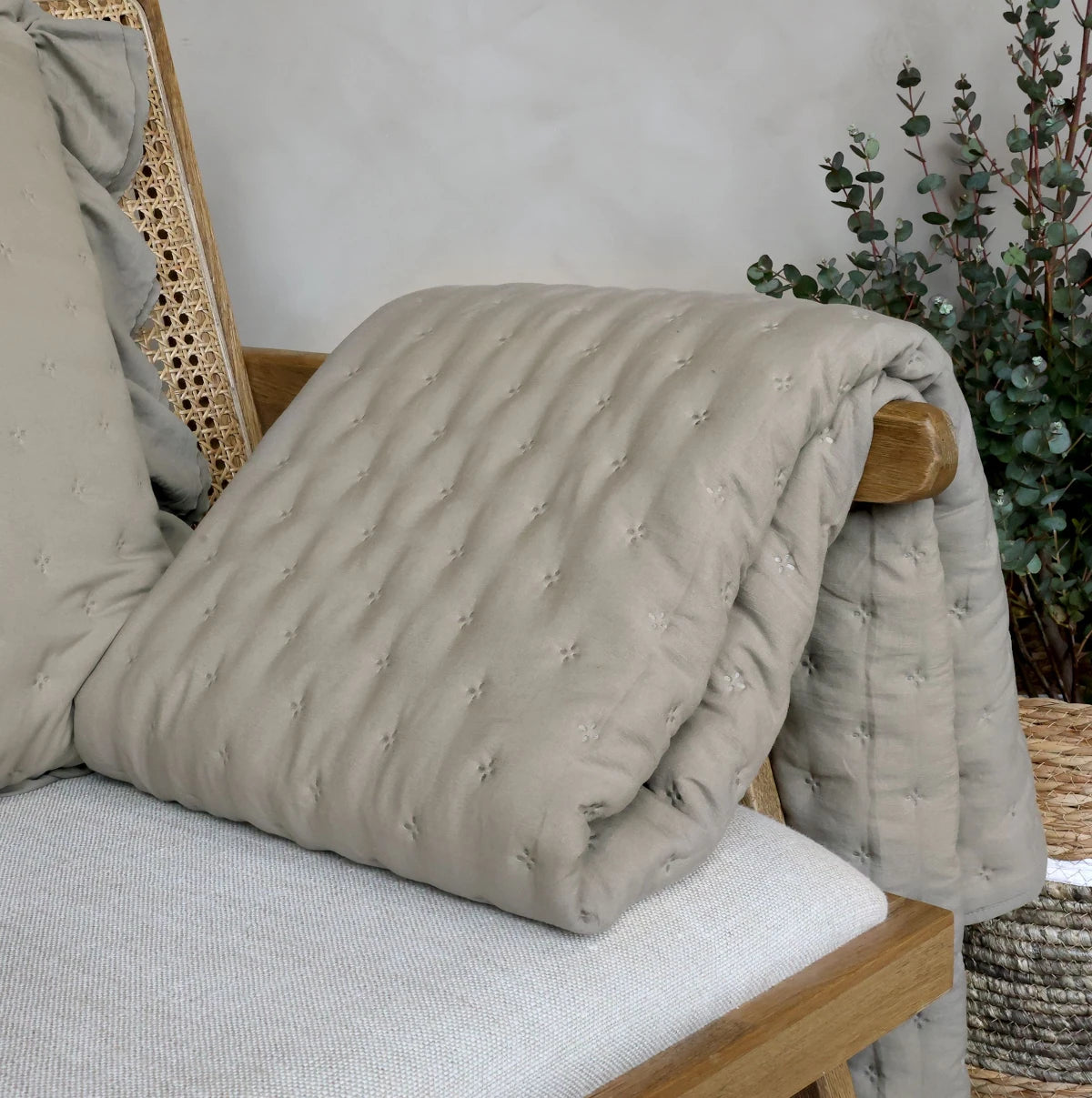 Chic Antique Soft Quilt plaid - latte - 180x130