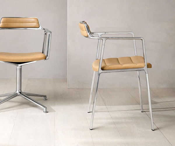 Vipp 451 Stol - Sand Læder - Poleret Aluminium
