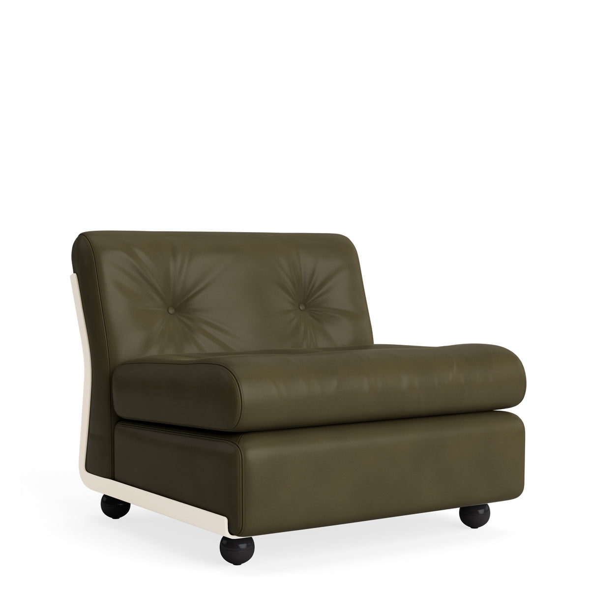 HAY Amanta Sofa - 1 Seater - Sense Forest Green Læder - Cream Beige