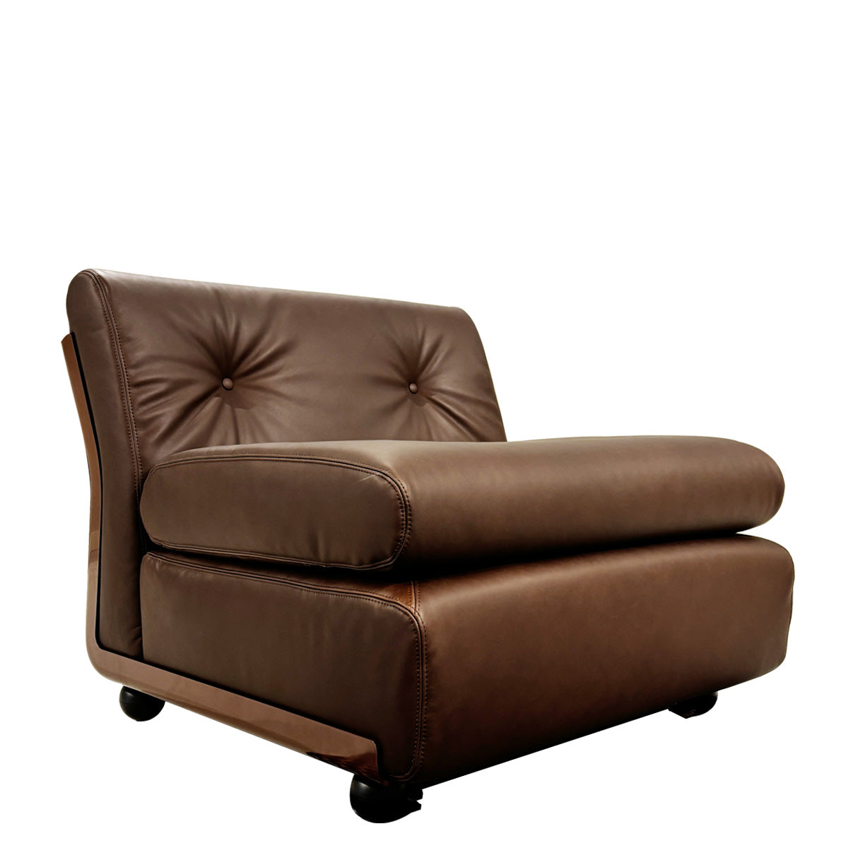 HAY Amanta 1 Seater - Burgundy Red Shell - Sense Læder - Dark Brown
