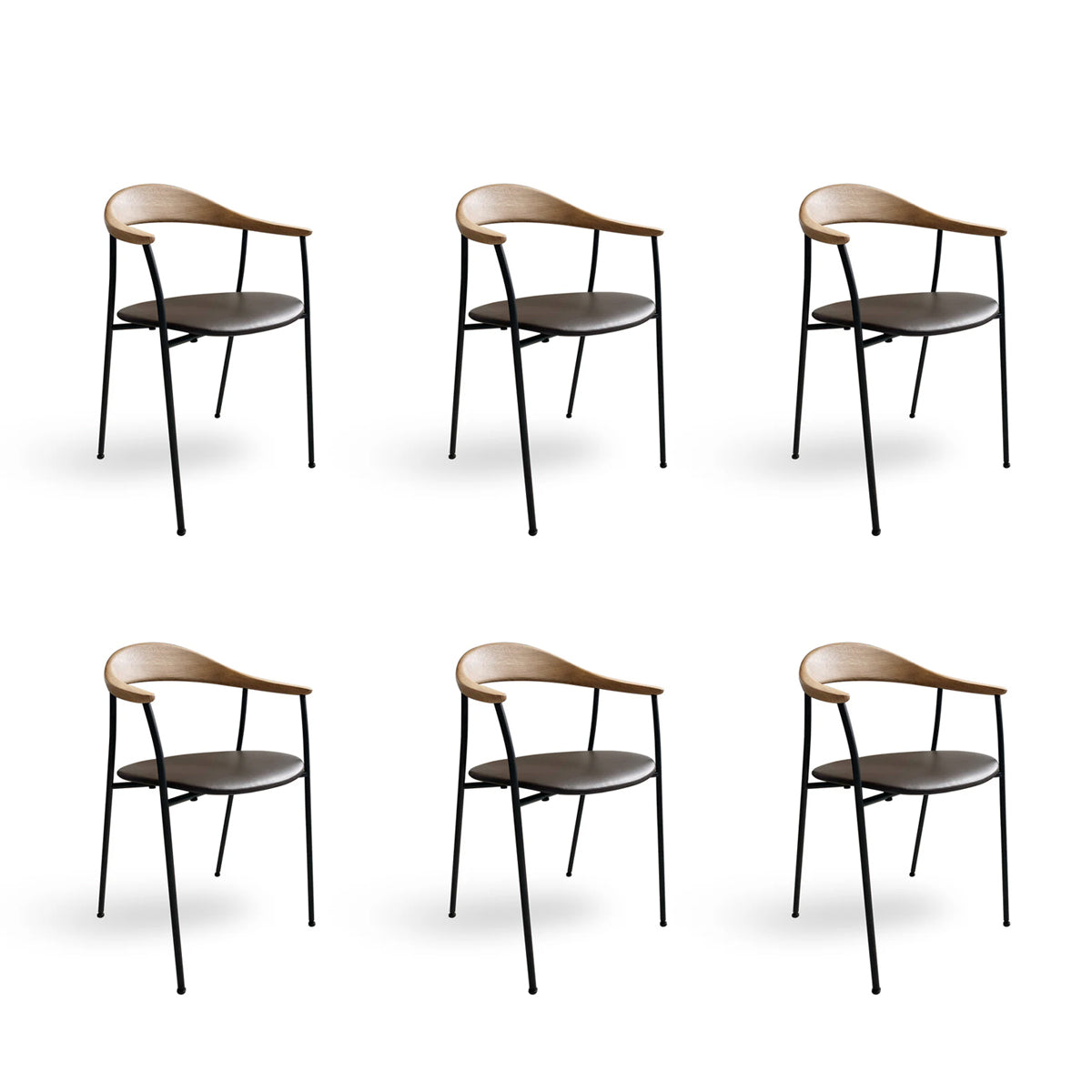 Artisan Neva Contour Chair - Eg - Brun Læder - 6 stk. DEMO.