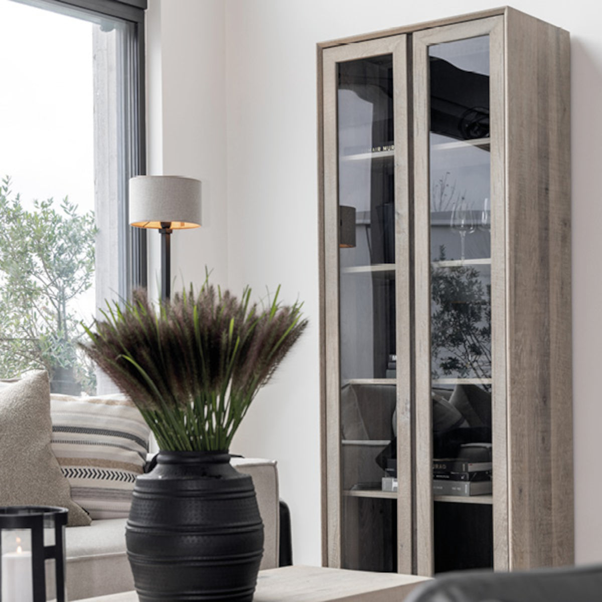 Artwood Vancouver vitrineskab - 210x80x43 - silverstone