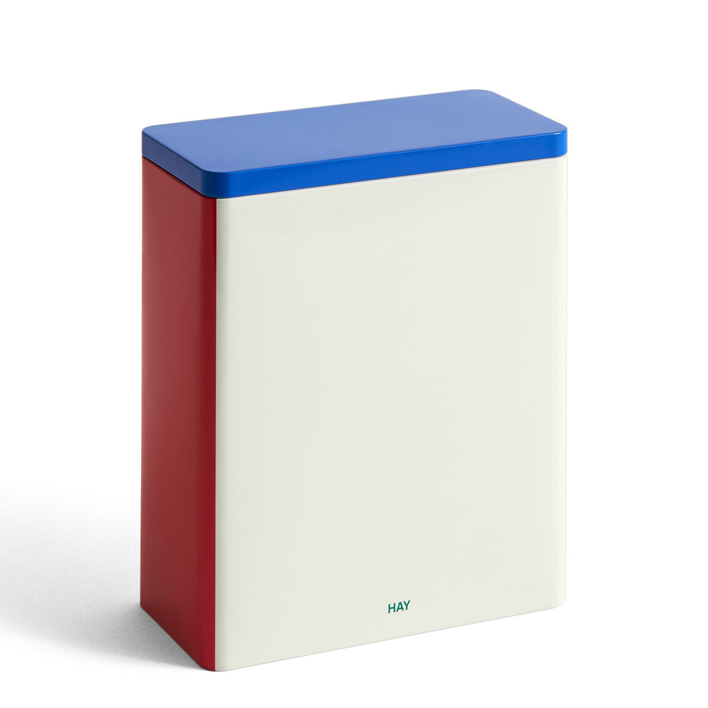 HAY Tin Container - X-Large - Off-White - Blue and Red | Trendbazaar.dk