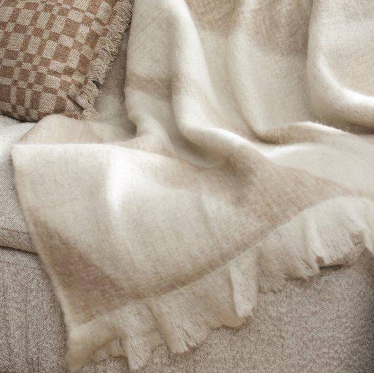 Jakobsdals Hanne plaid - beige/offwhite - 130x170