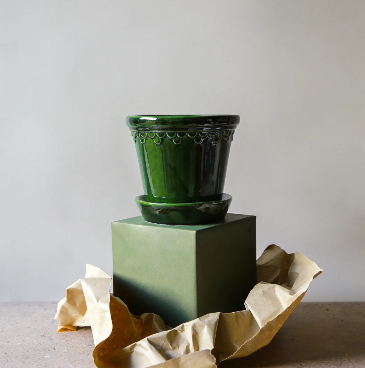 Bergs Potter Københavner krukke - 14x12 - emerald green