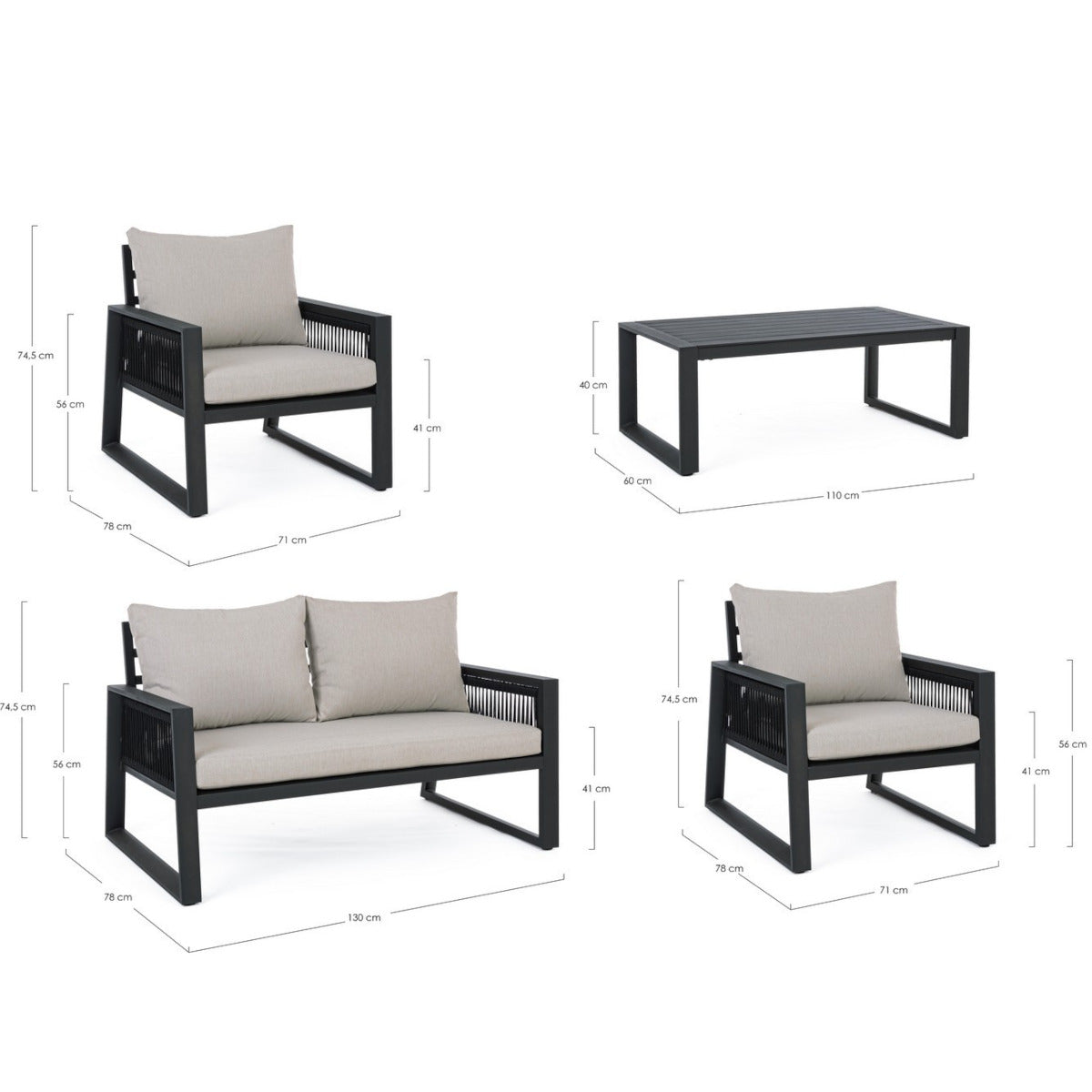 Captiva loungesæt - charcoal