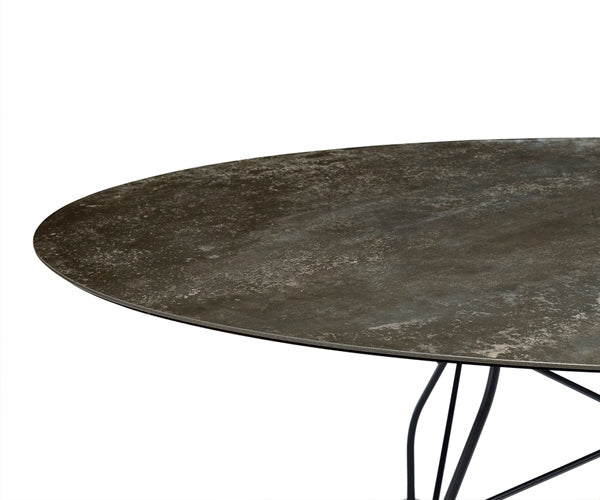 Kartell Glossy Oval Spisebord - Sort Stel - Aged Bronze - DEMO.