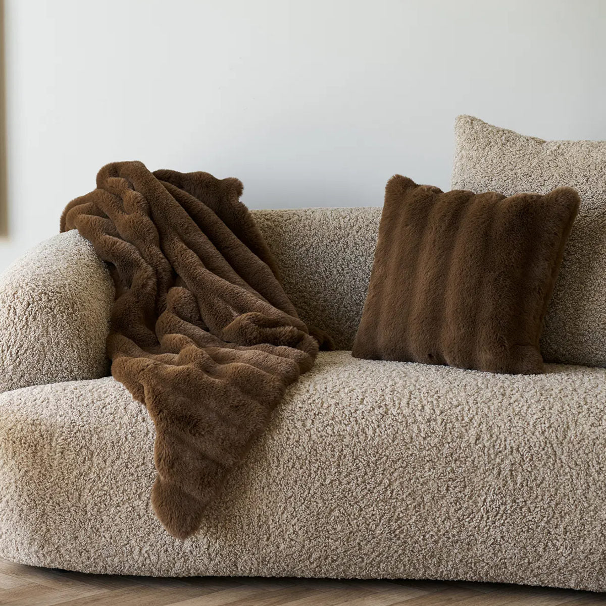 Imiteret pels plaid - brun - 130x180