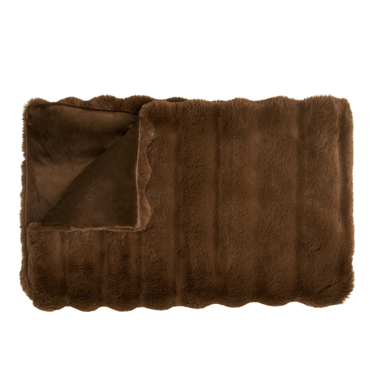 Imiteret pels plaid - brun - 130x180