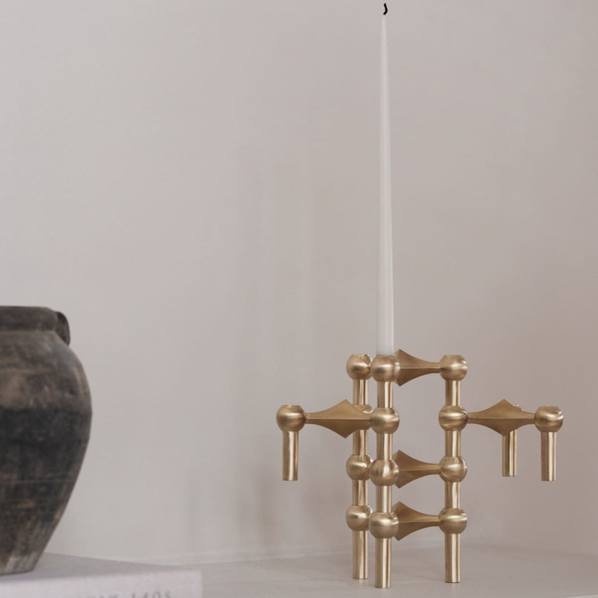 STOFF Nagel Lysestage - 3-pak - Brushed brass