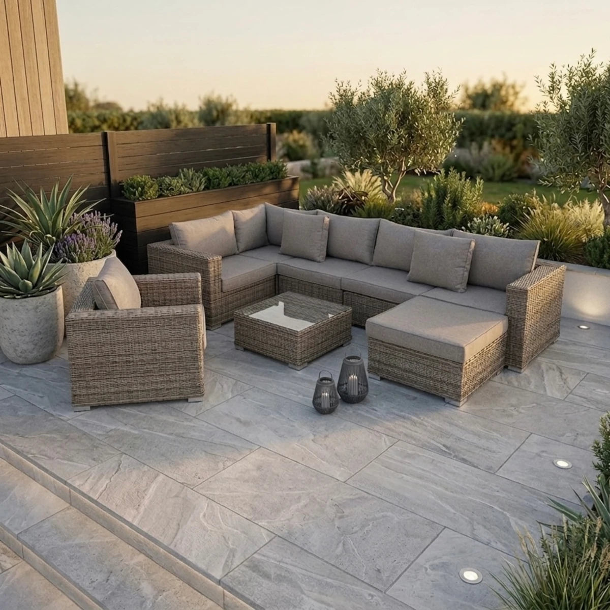 Calvi loungesæt - kubu grå poly rattan