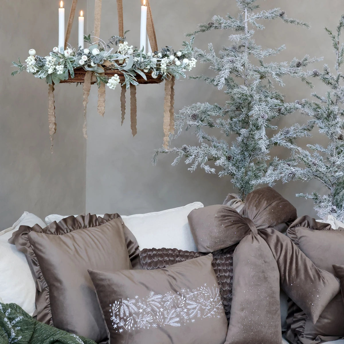 Chic Antique Velour sløjfe - mocca - 50x40