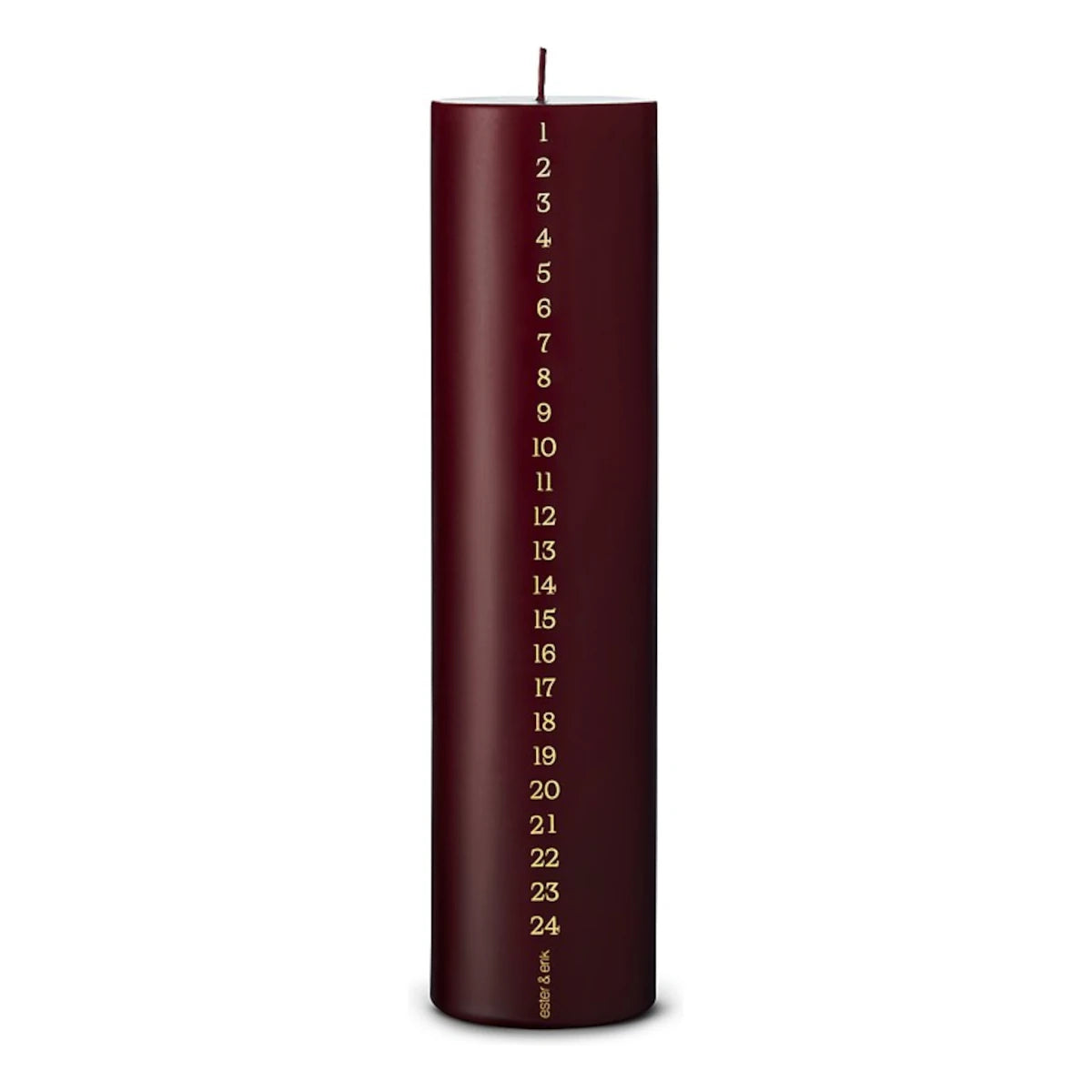 ester og erik kalenderlys - 25x6 - deep wine / gold
