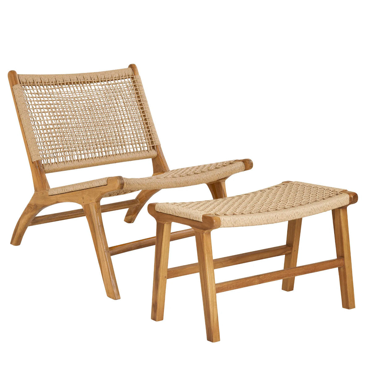 Derby stol og skammel - teak / polyrattan