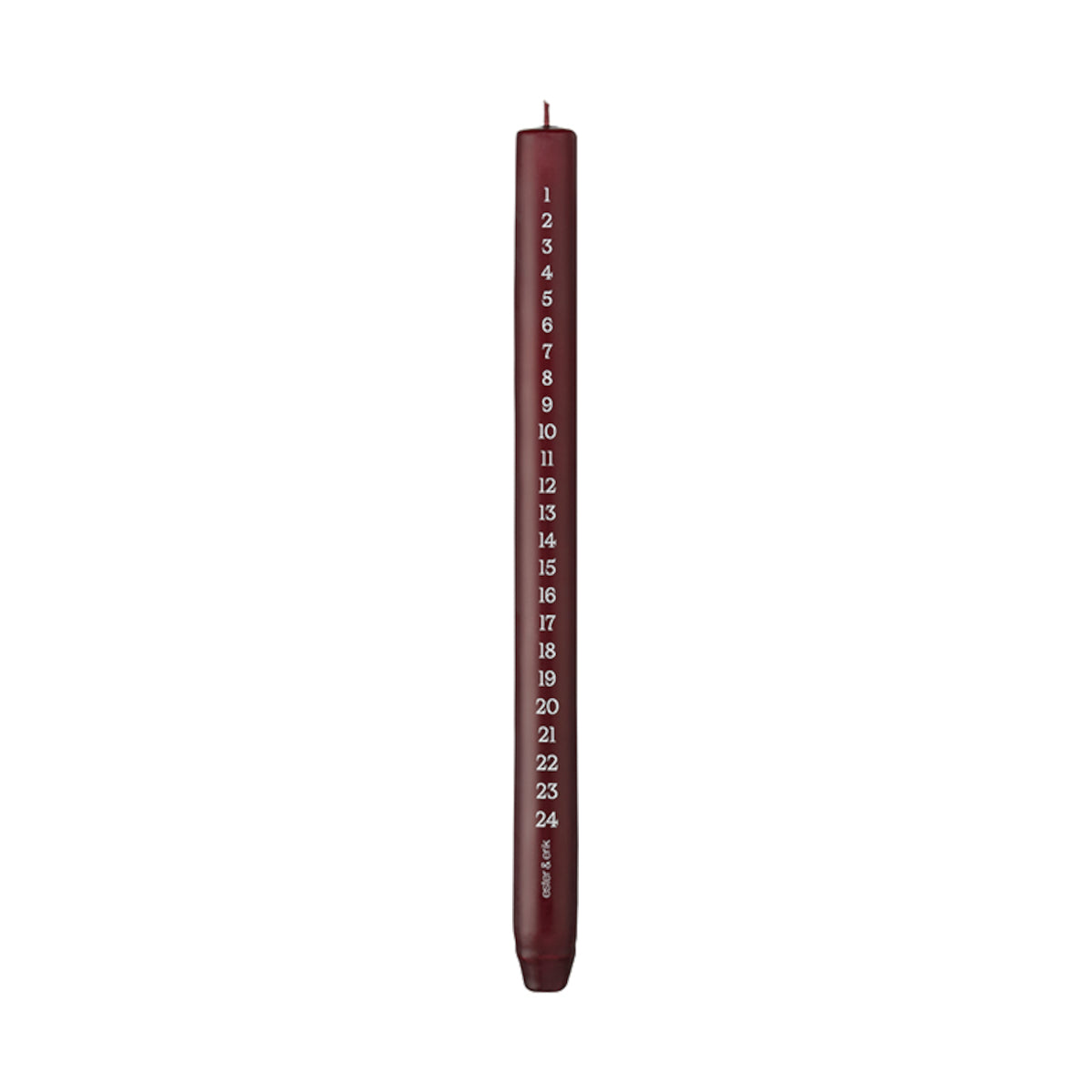ester og erik kalenderlys - 28x2,6 - deep wine/silver