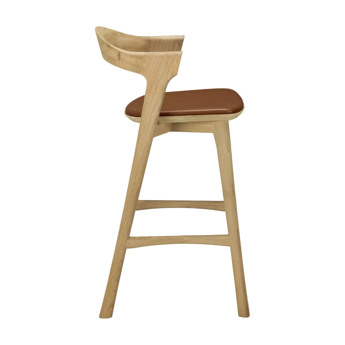 Ethnicraft Oak Bok Barstol - Natur Eg - Cognac læder