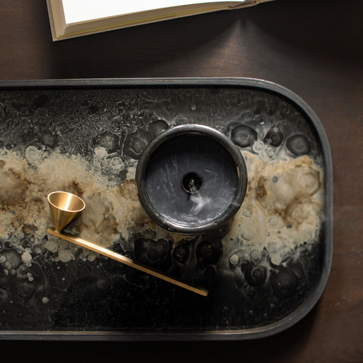 Ethnicraft Organic Glass Tray - Black - 42x24cm