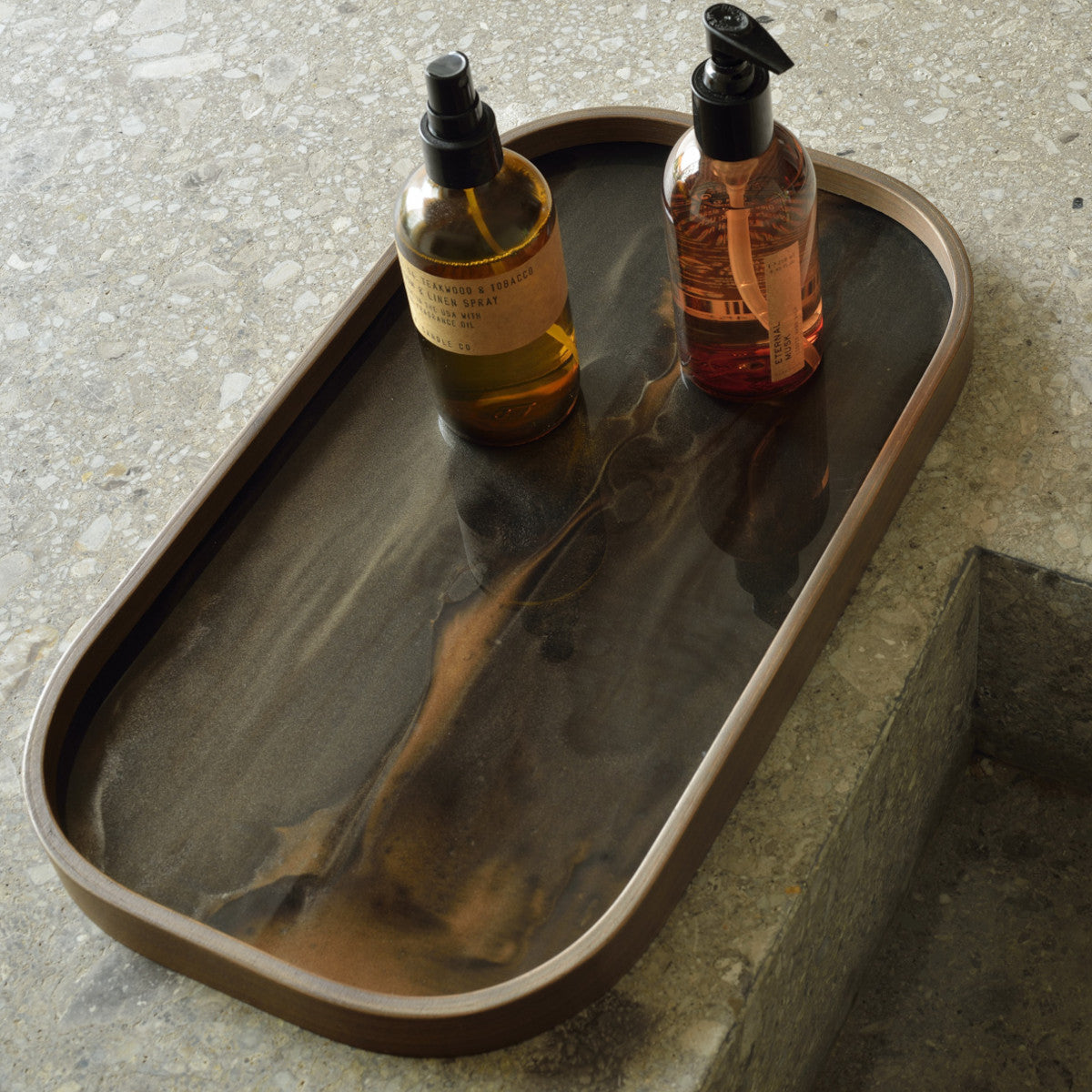 Ethnicraft Organic Glass Tray - Bronze - 42x24cm
