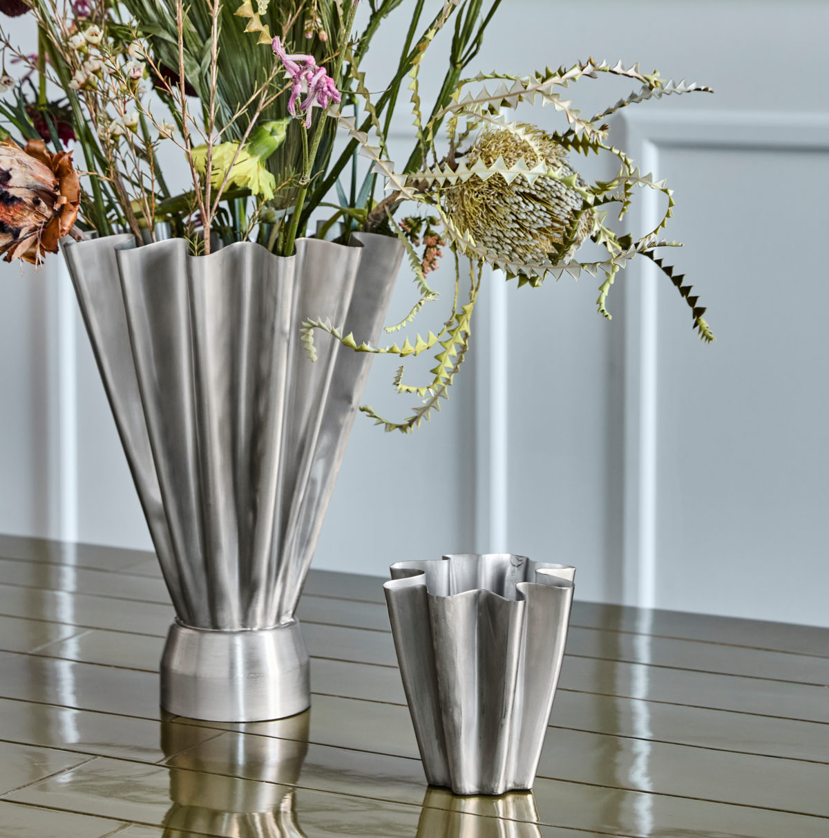 House Doctor Flood vase - 13x12,5 - børstet sølv