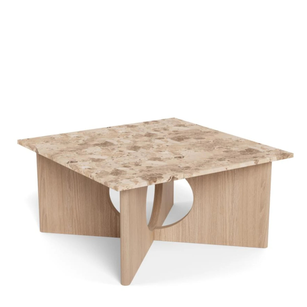 Foley sofabord - 80x80 - latte brown marmor / hvidpigmenteret eg