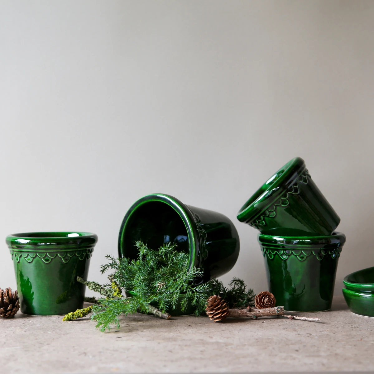 Bergs Potter Københavner krukke - 14x12 - emerald green