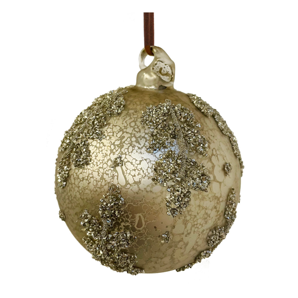 Shishi Art Deco julekugle - antique gold - 8 cm