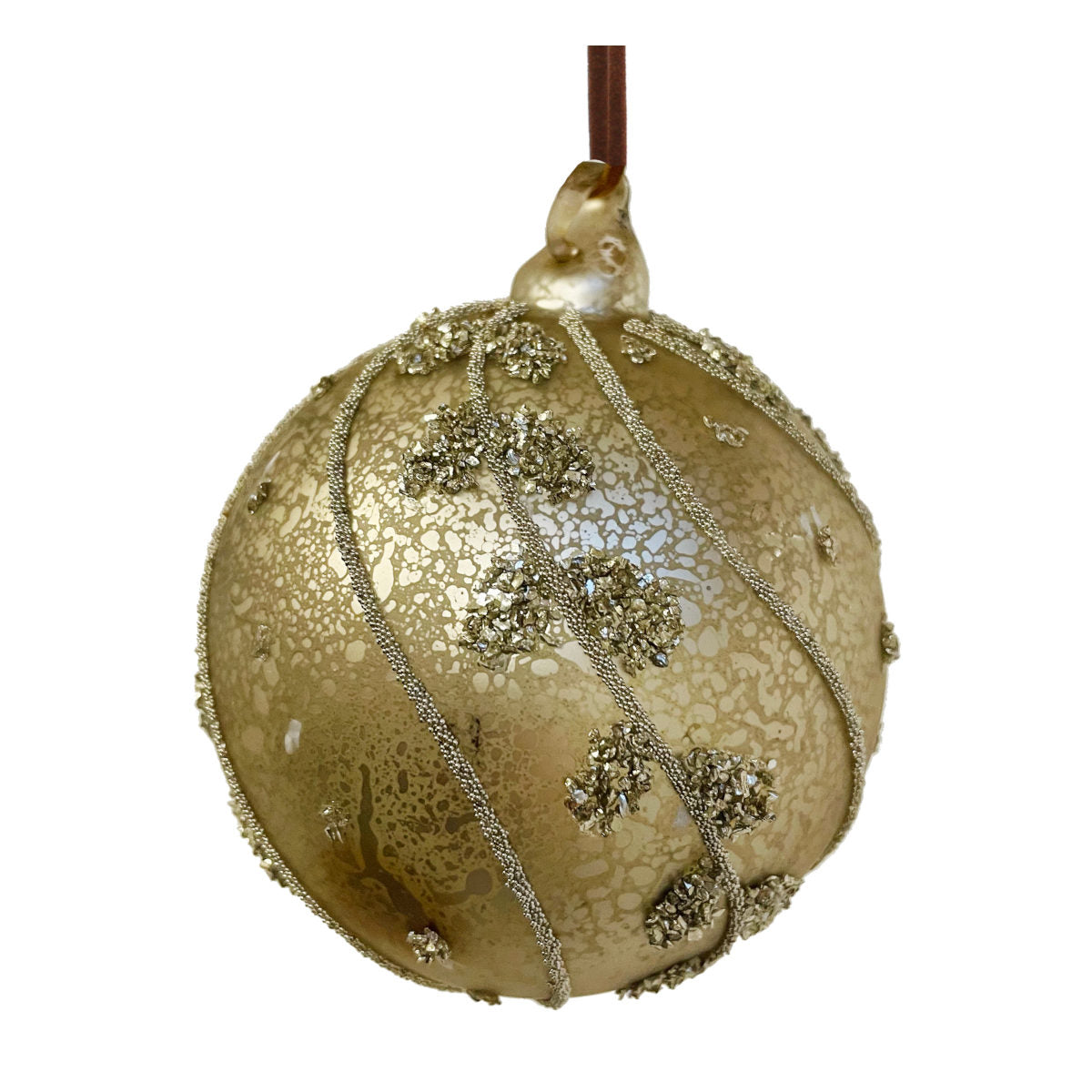 Shishi Art Deco julekugle - antique gold - 8 cm