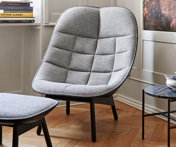 HAY Uchiwa Quilt Loungestol M. Skammel - Hallingdal 126/Sort Sierra Læder