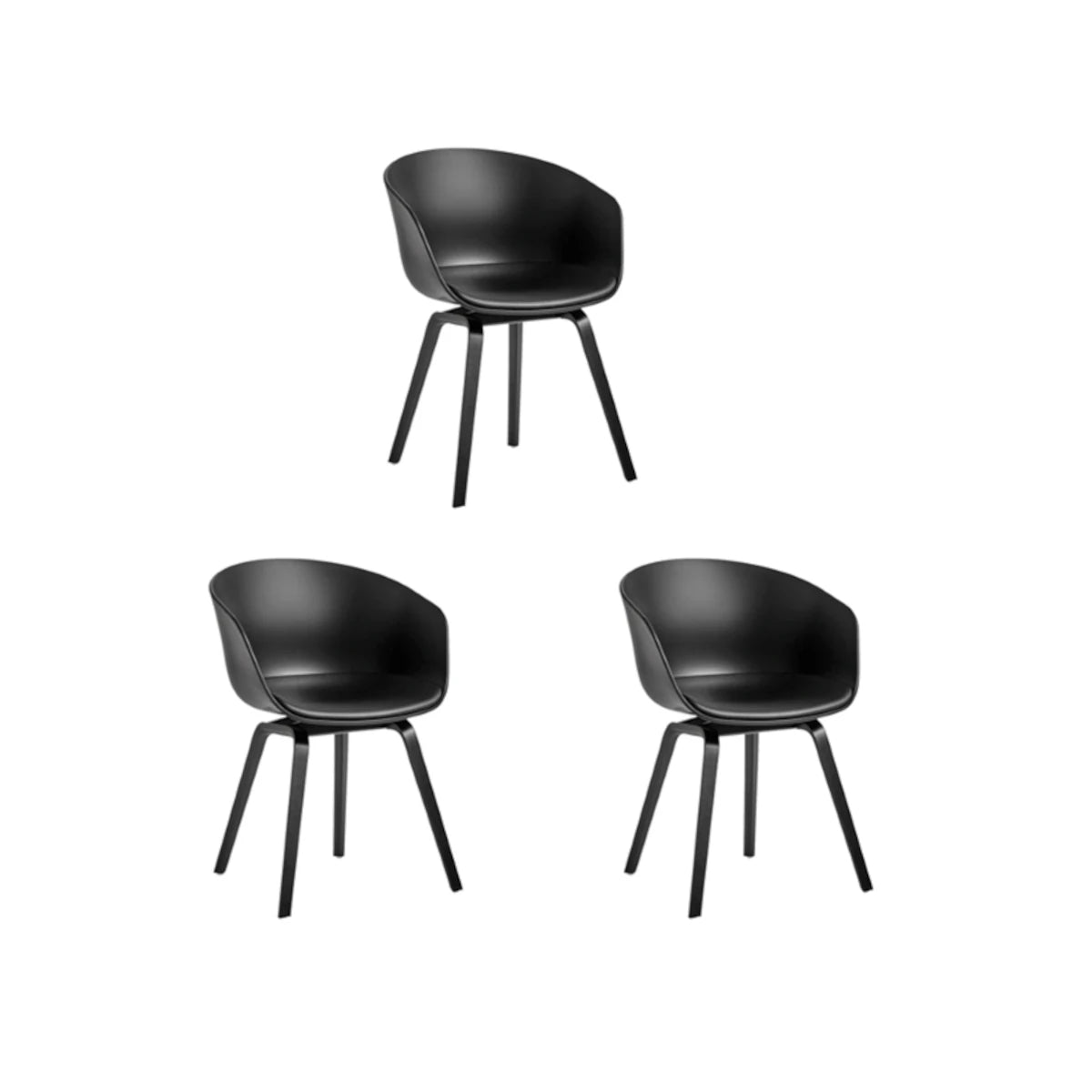 HAY About A Chair - AAC 22 - Sort - Fixed Sæde - 3 stk. - DEMO