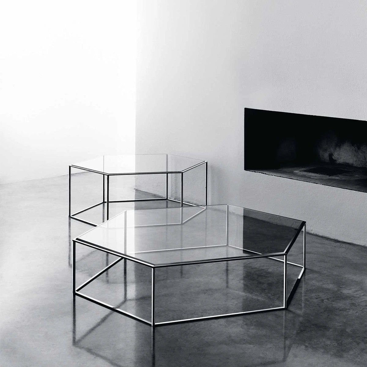 Desalto Hexagon 690 Sofabord - Glas Top - Krom Stel - 100x100