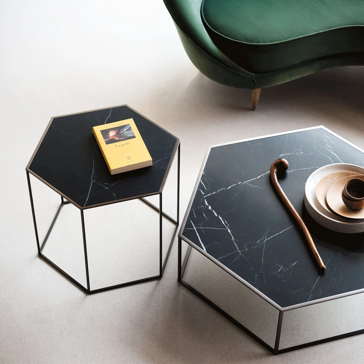 Desalto Hexagon 690 Sofabord - Glas Top - Krom Stel - 100x100
