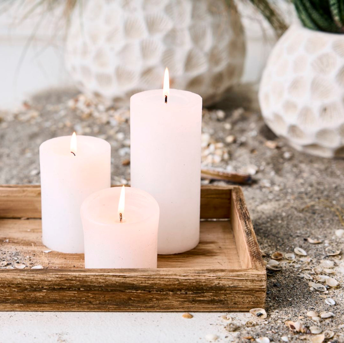 Rustic bloklys - 20x7 cm - hvid