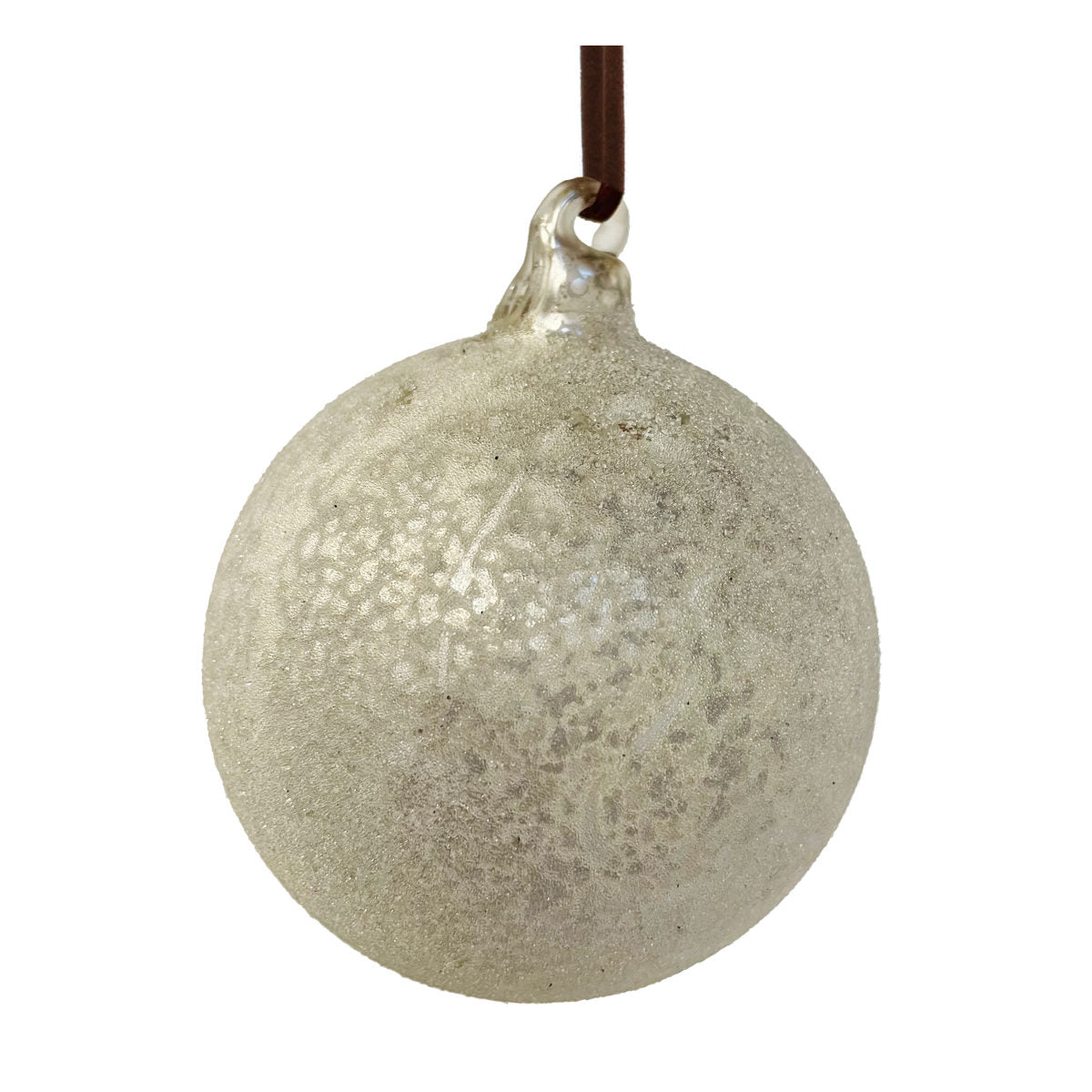 Shishi Sugared julekugle - antique white - 8 cm