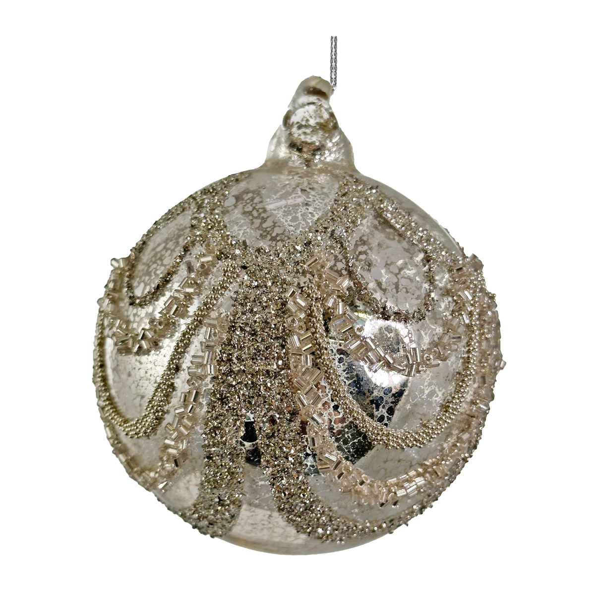 Shishi Orion julekugle - antique silver - 8 cm