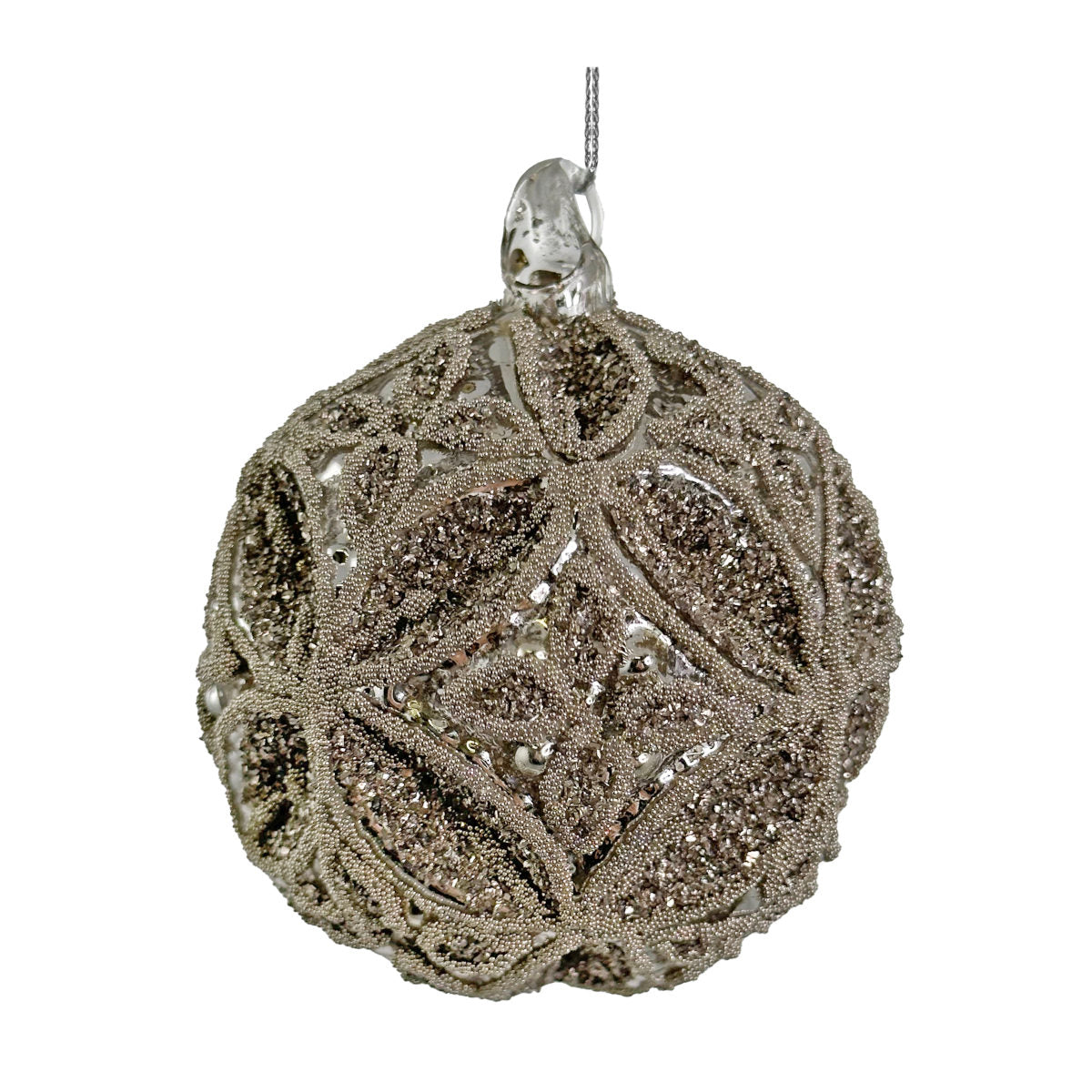 Shishi Floral julekugle - antique silver - 8 cm