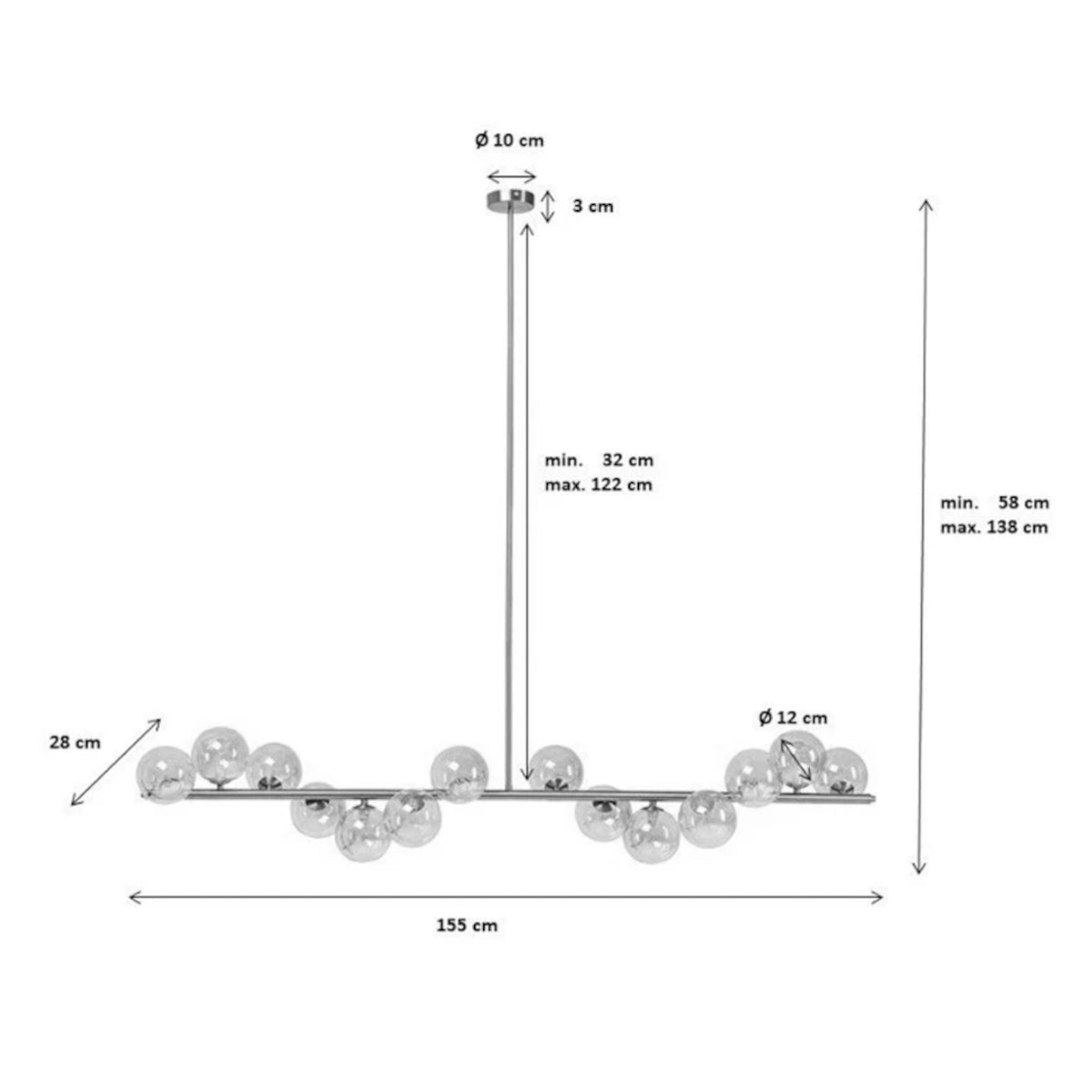 Kare Design Scala Ball lampe - chrome - 150cm