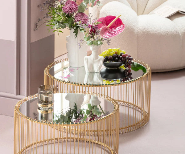 Kare Design Wire sofabord - brass - sæt á 2