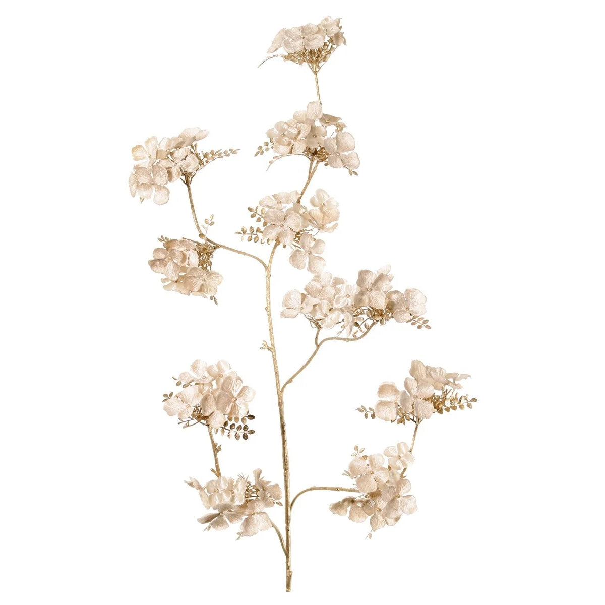 Kunstig Hortensia deko gren - beige/guld - 112