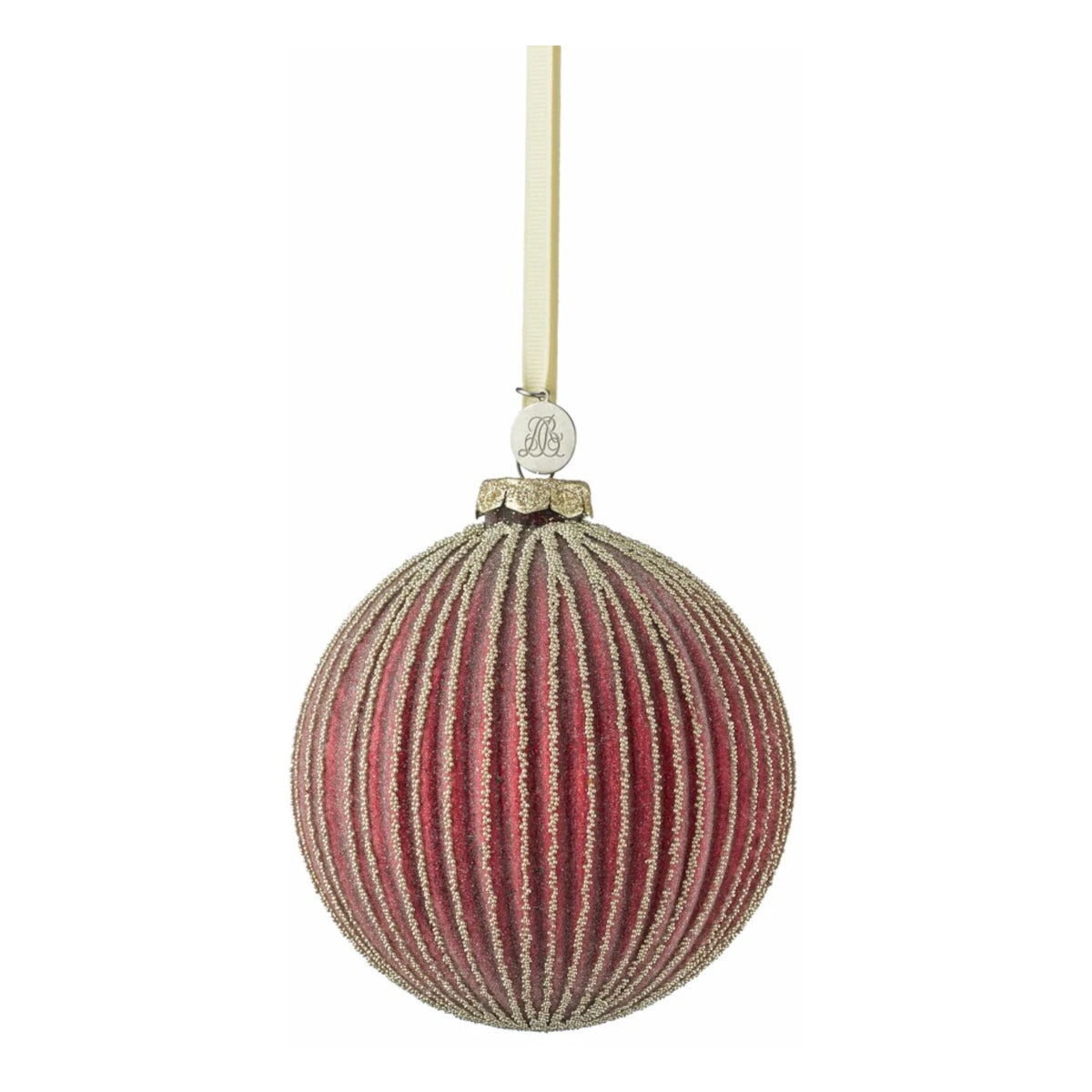 Lene Bjerre Norille kugle - dark red / lines - 10