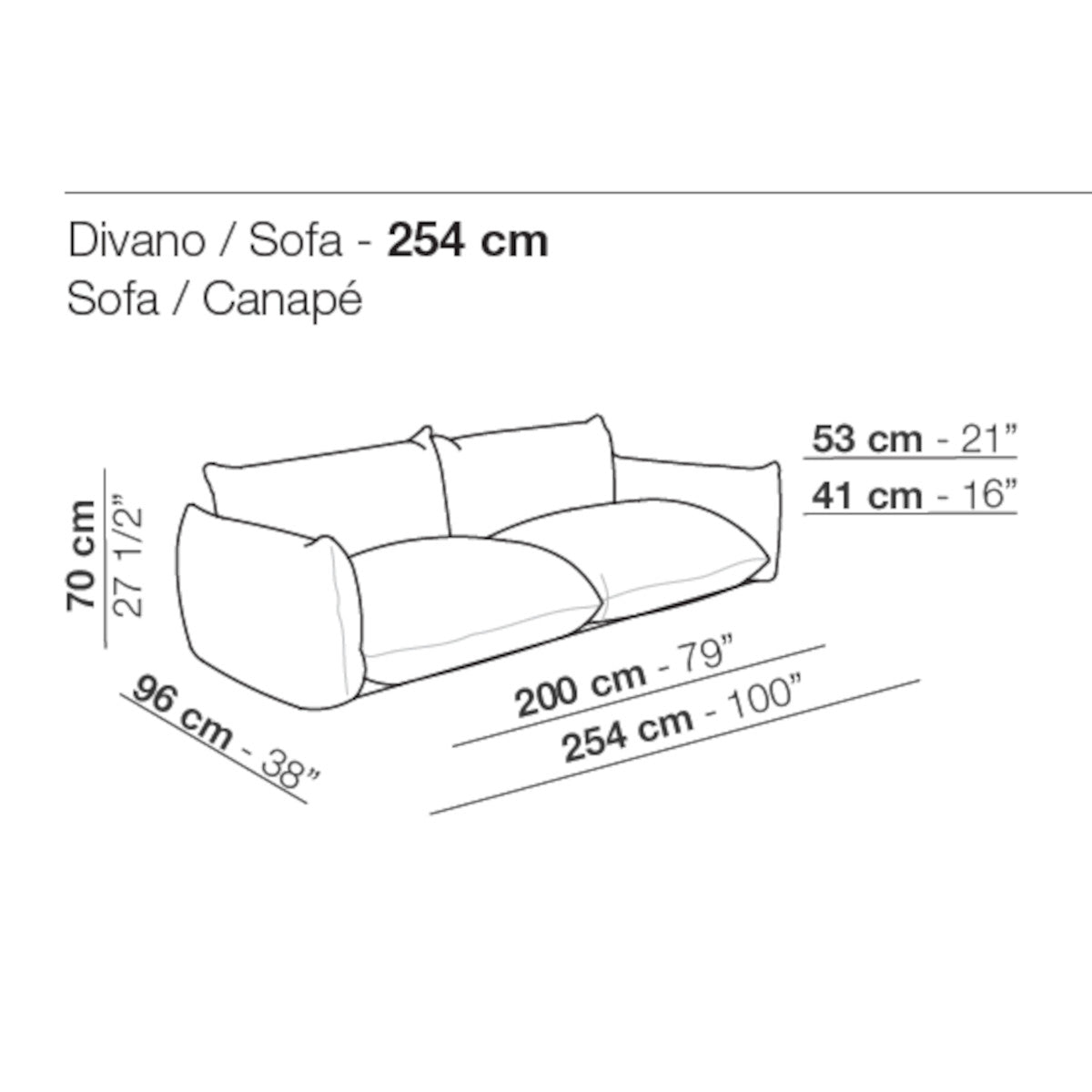 Arflex Marenco Sofa - 254cm - Mistral